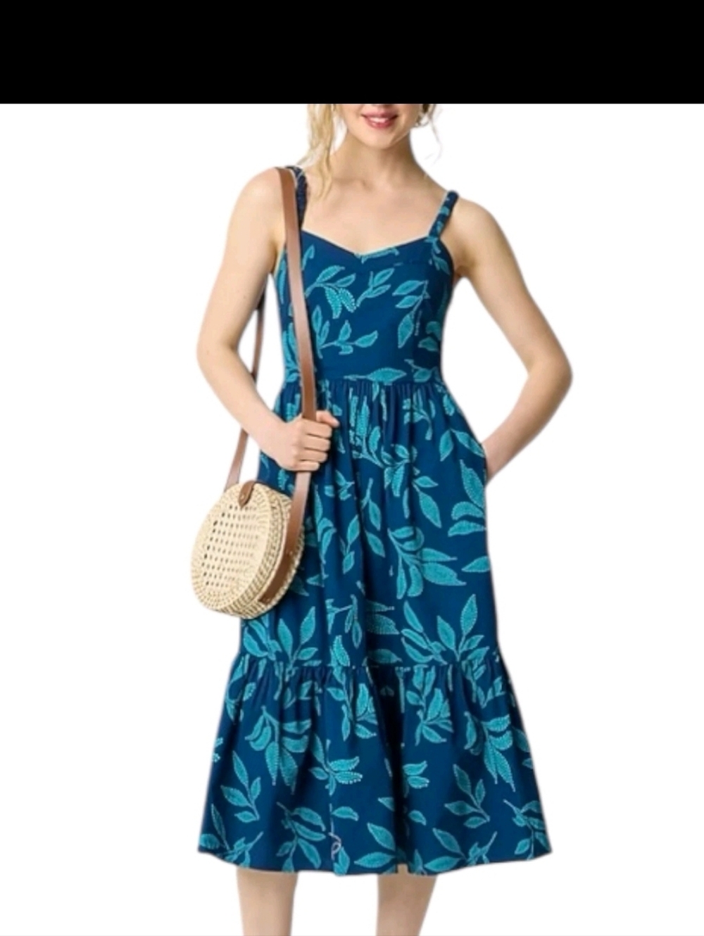 J. Crew Factory Blue Corset Midi Dress